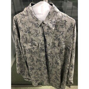 MIZUMI COLLEZIONI MEN’S DRESS SHIRT XL Gray Flowery CONTRASTING CUFFS